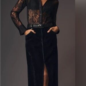 Anthropologie Pilcro Black Velvet Skirt